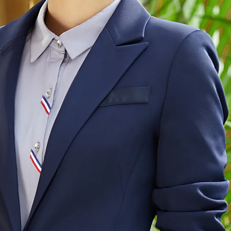 Зимний новый модный женский брючный костюм формальный длинный рукав Тонкий