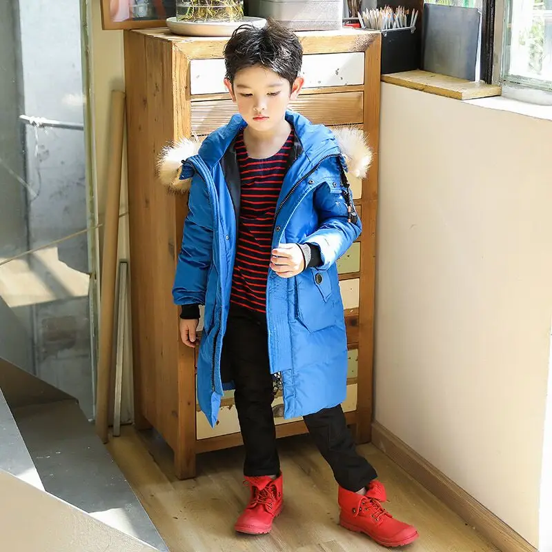  30 градусов мальчиков Костюмы теплая куртка пуховик для подростков 2018 новая