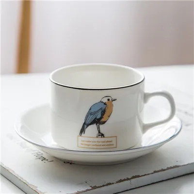 bird 3Pce/набор, европейская керамика, кофейные кружки, блюдце, набор, послеобеденный чай, чашка, пара, молоко, сок, лимон, чашка, Детская одноцветная посуда для напитков - Цвет: bird