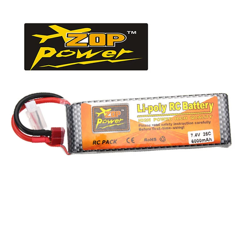 Новое поступление высокомощная перезаряжаемая Lipo батарея T вилка ZOP Power 2S 7 4 V 6000MAH