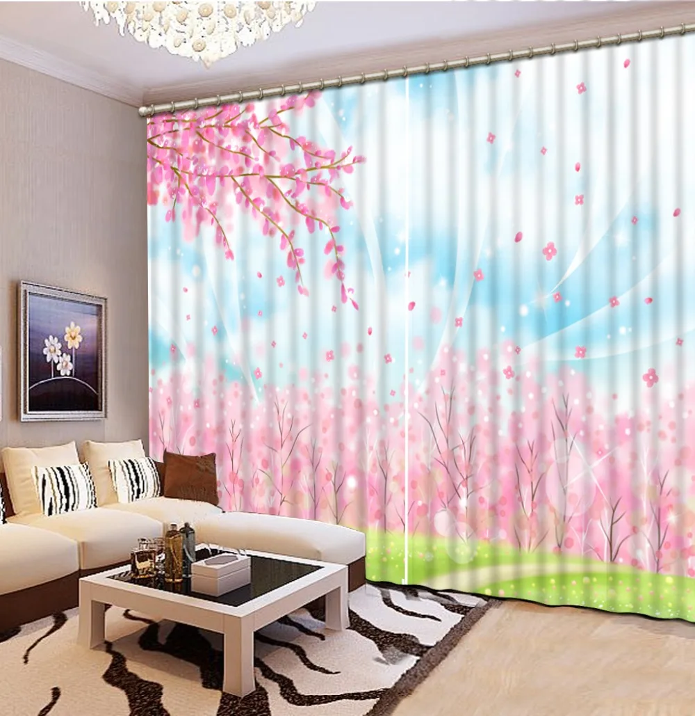 

pink forest curtains Scenery Beauty Digital Photo Printing Blackout 3D Curtains for Living Room Bedding Room Hotel