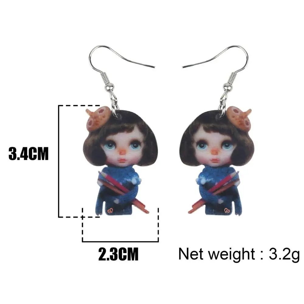Bonsny акриловые серьги Kawaii в японском стиле для девочек большие длинные висячие