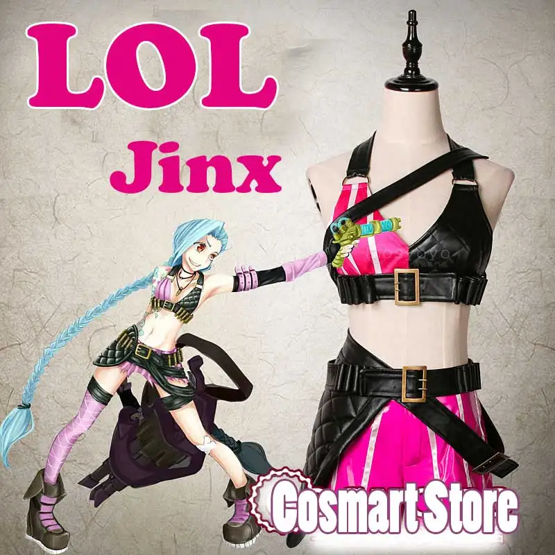 Популярная игра униформа LOL Jinx новинка 2018 костюм для косплея на Хэллоуин топ +