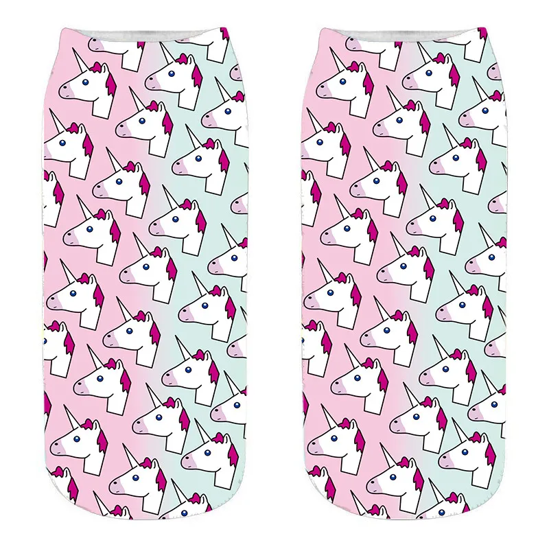 40 RUBU Harajuku 3D принт носки с единорогами женские короткие носки смешной хлопок Femme kawaii Meias женские короткие носки 7VB172 - Цвет: 40