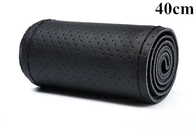 40 Black Thread Сделай Сам, натуральная кожа, оплетка, покрытие на руль, мягкая, не скользит,, Воловья кожа, на руль, для 36, 38, 40 см, размер - Название цвета: 40 Black Thread