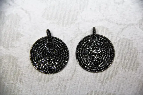 Black CZ Micro Pave 30mm Disc Pendant with Bail | Украшения и аксессуары