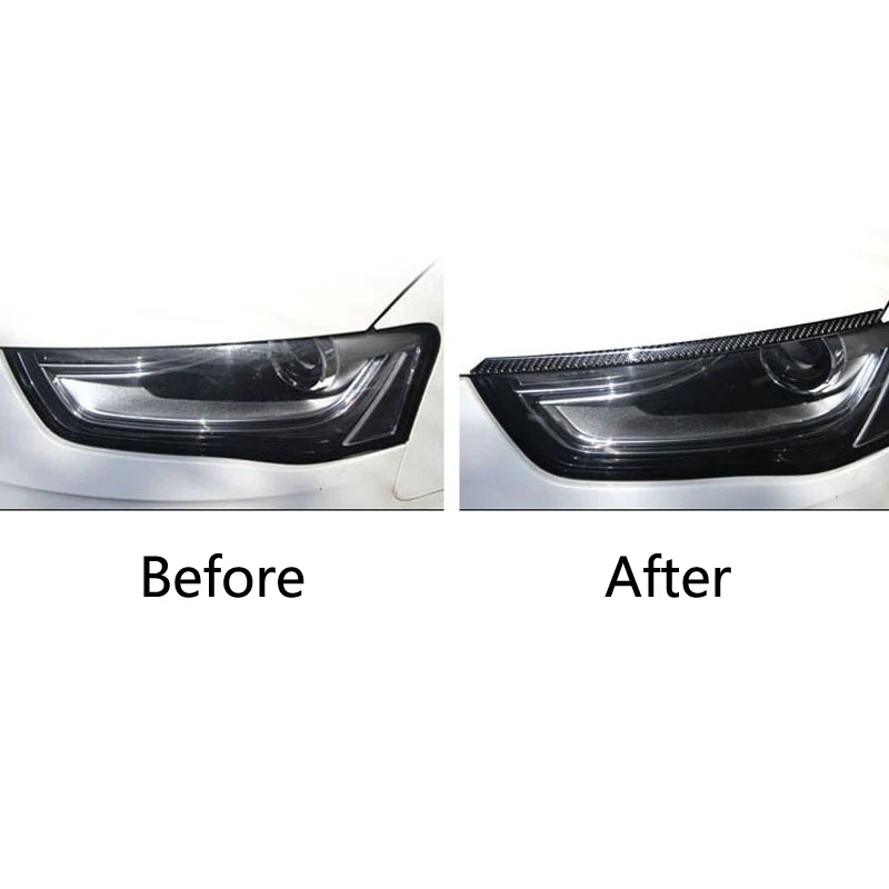 Carbon Fiber Headlights Eyebrows Eyelids Car-styling Stickers for Audi A4 A5 Front Headlamp 2009-2016 Auto accessories | Автомобили и