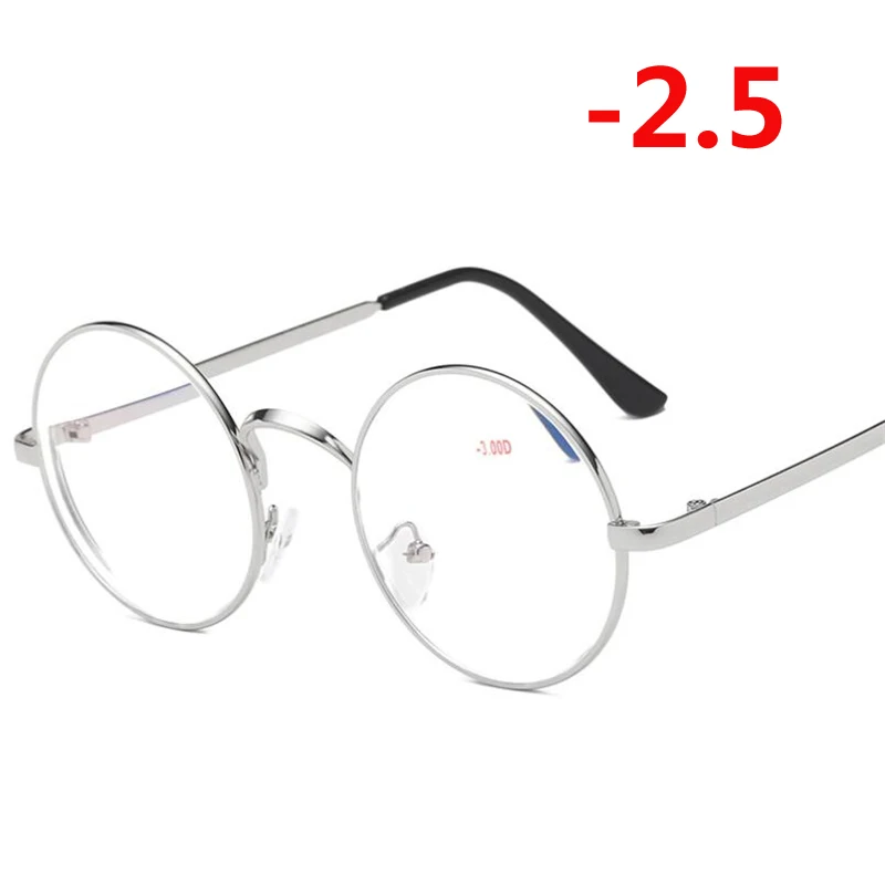 Myopia 250 1,0-1,5-2,0-2,5 до-4,0 готовые очки для близорукости для женщин мужчин анти синий Llight короткие очки для коррекции зрения круглые очки для близорукости - Цвет оправы: Myopia 250