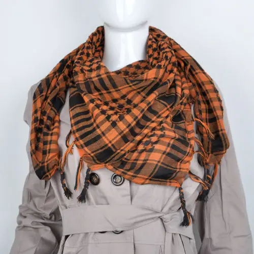 Модный женский арабский шемаг Keffiyeh палестинский шарф шаль кафия Горячая 13 цветов - Цвет: black orange