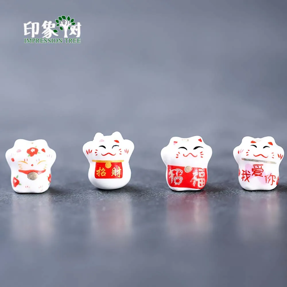 10 шт 12 14 мм Lucky Cat Керамика бусины манэки нэко \ кошки распорки милые миленькие в
