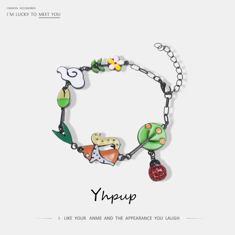 Yhpup индивидуальный французский бренд милый браслет с эмалью белка цветы шелухи