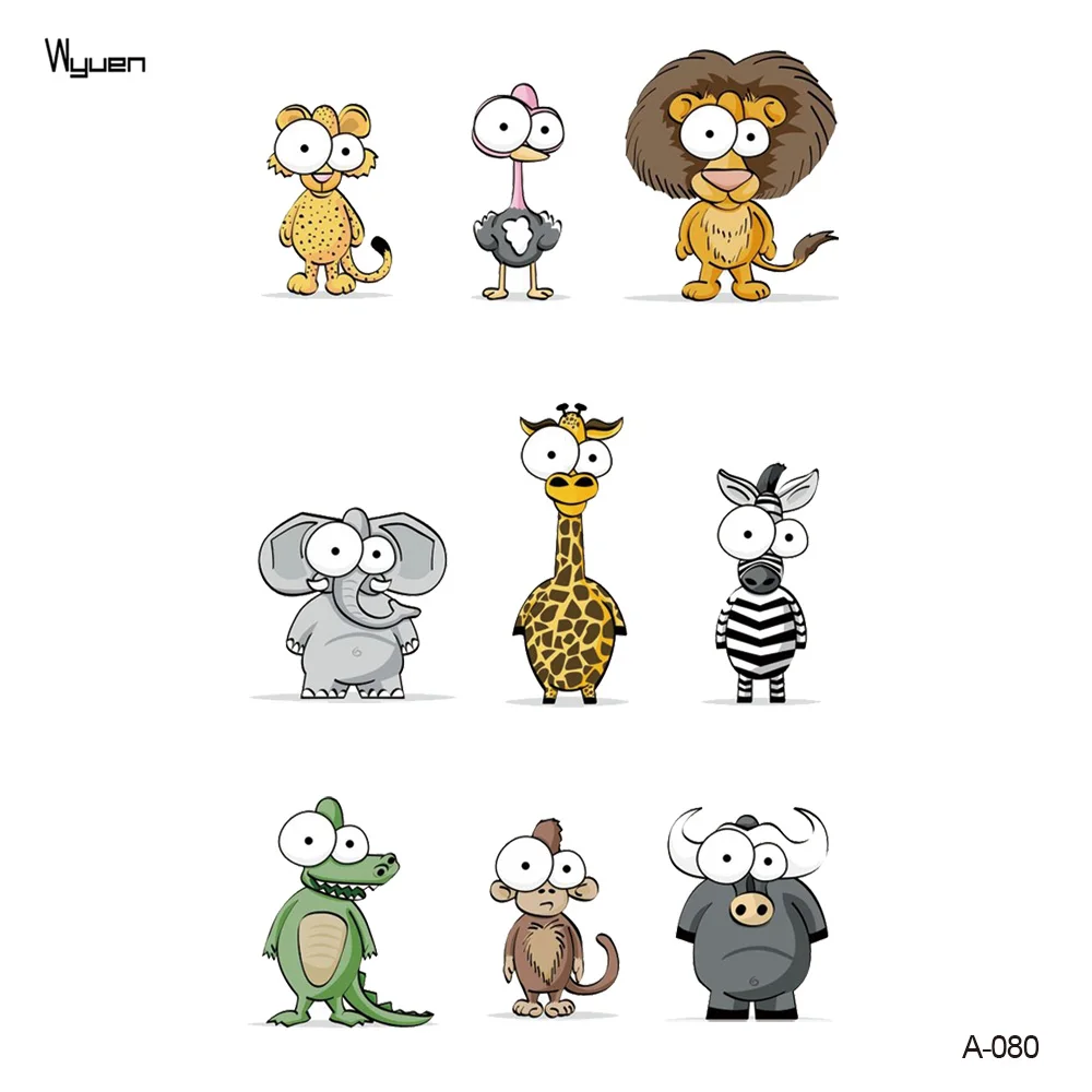 

Wyuen New Design Elephant Lion Fake Tattoo for ChildrenTemporary Arm Tatoo Stickers Kid Body Art Lovely Animal Tattoos A-080