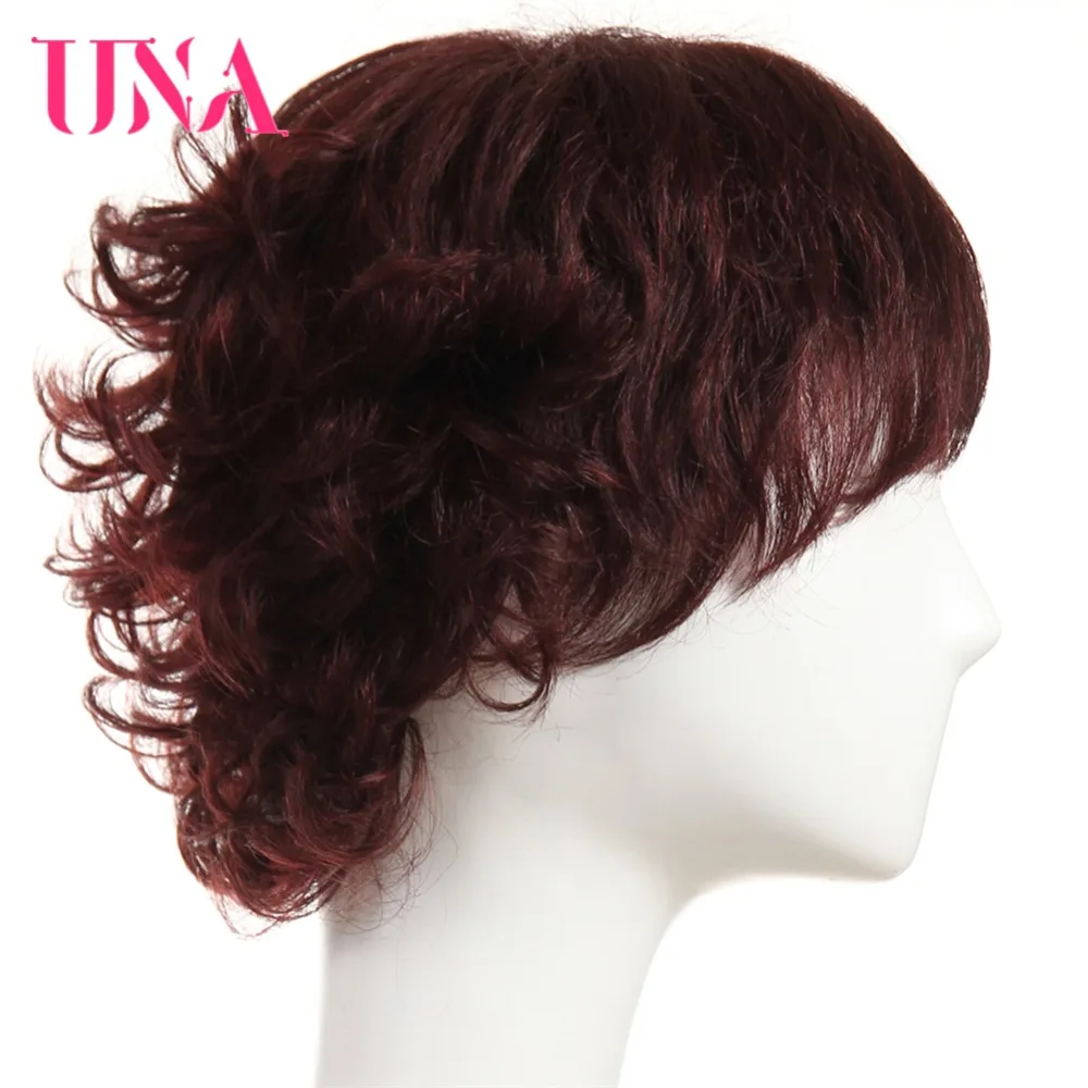 Женские вьющиеся парики UNA Non Remy 150% плотность #1 # 1B #2 #4 #27 #30 #33 99J mt #350 #2/33|Парики