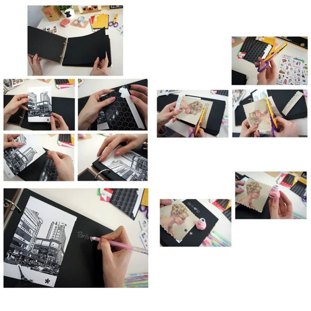 10 Inch DIY Photo Albums Scrapbook Vintage Style Art Handmade 30 Cards Photo Album for Lover Wedding Stickers Scrapbooking