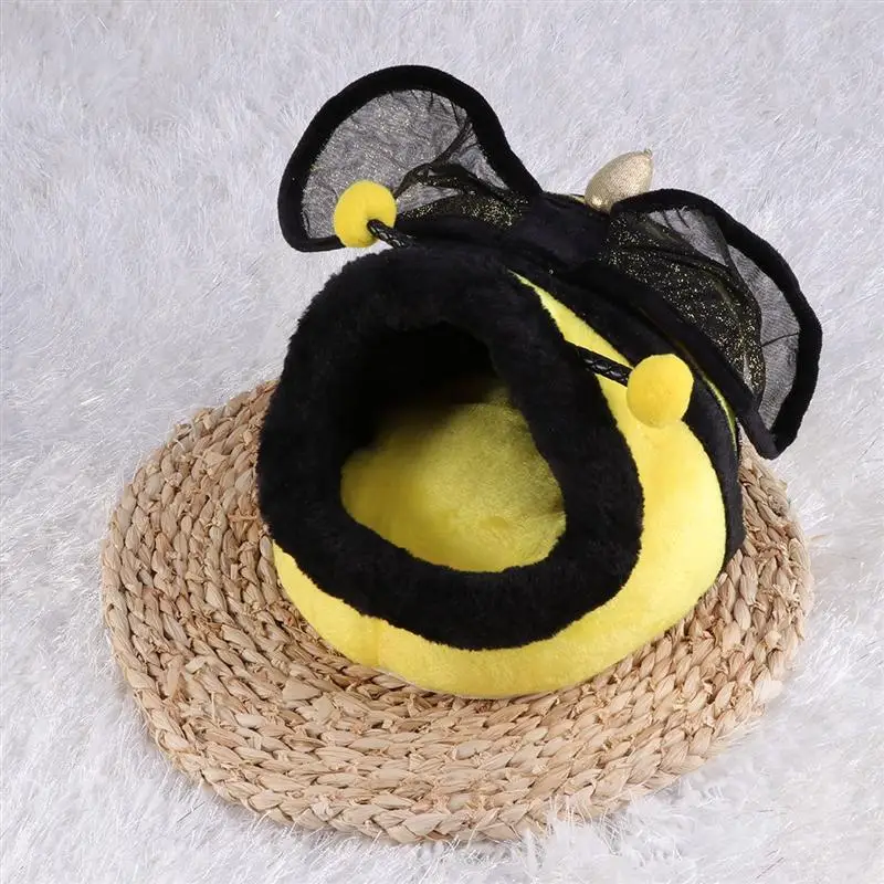 Yellow Bee Shape Warm Cat Bed House Pet Supplies Dog Cute Puppy Nest Shell Winter Sleeping Bag Products | Дом и сад