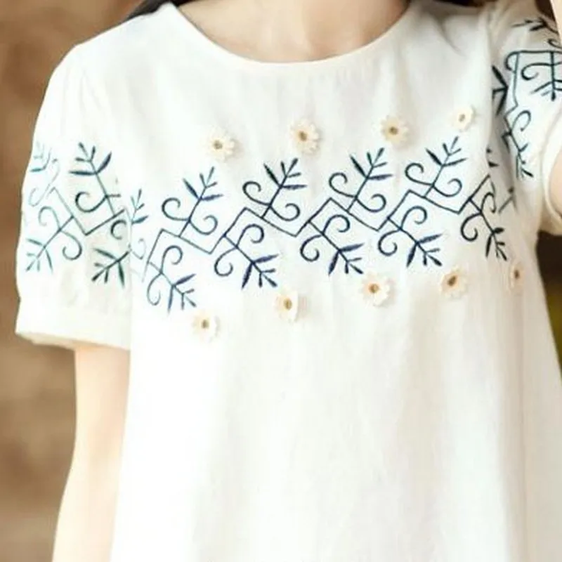 Работа dress женщины летние платья 2017 старинные коротким рукавом вышитые цветы