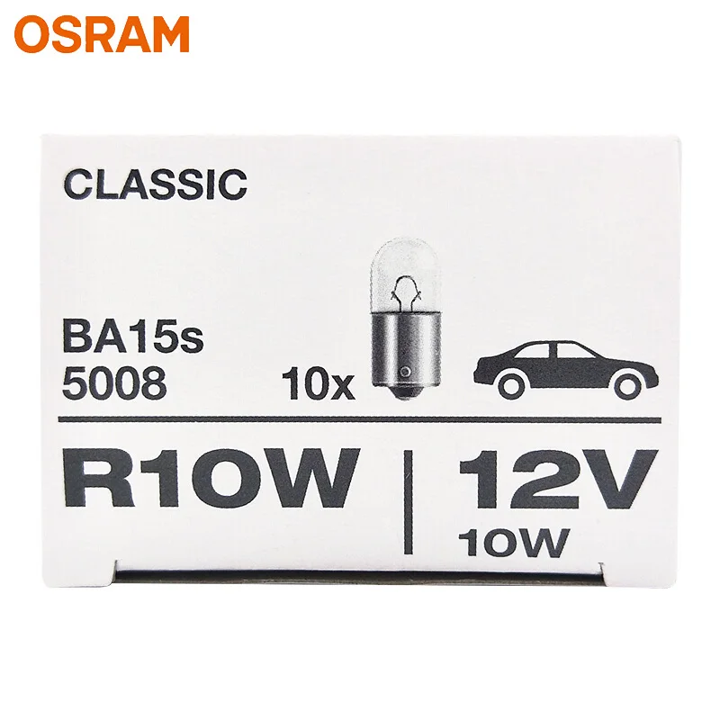 Лампа Ксеноновая OSRAM 12V первоначально R10W 5008 10 Вт Стандартный металлические основания интерьер светильник фонари освещения номерного знака производитель комплексного оборудования для сигнальных ламп,, 10 шт