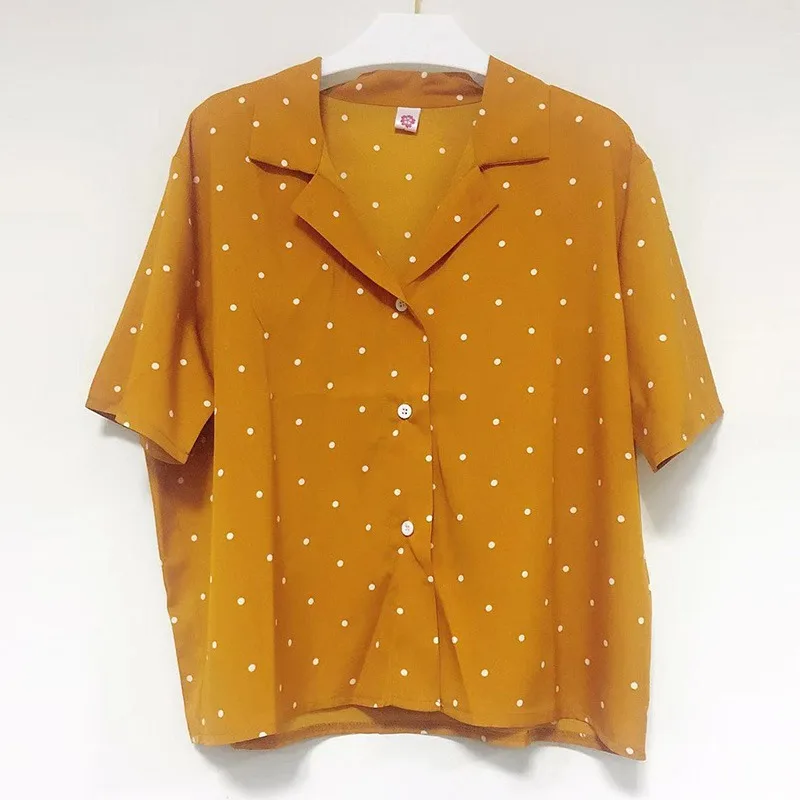 

Elegant Office Women Chiffon Blouse Sexy V-neck Shirts Casual Half Sleeve Polka Dot Shirt Tops Clothing