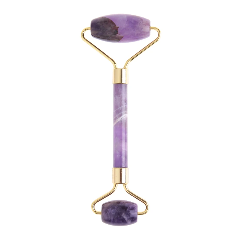 purple OSHIONER 2 в 1 розовый кварц ролик натуральный чистый нефрит массажер для лица против старения укрепляющий удаление морщин красота уход за кожей Инструменты - Цвет: purple