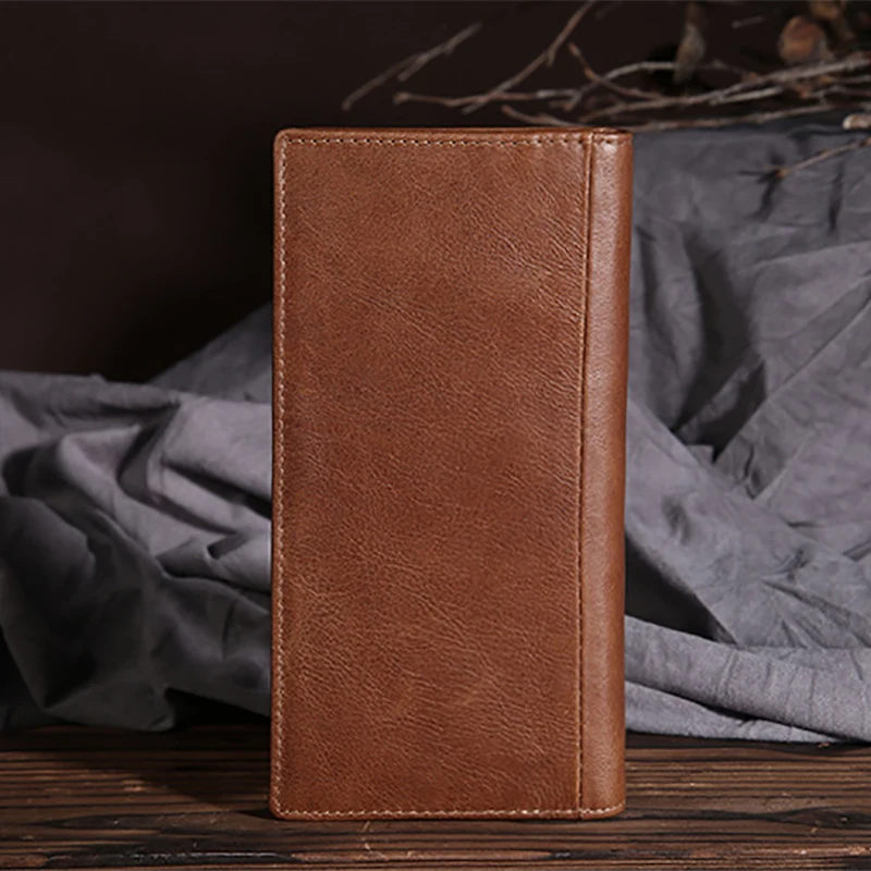 Длинный кошелек унисекс из натуральной вощеной кожи Oix дизайнерский мужской