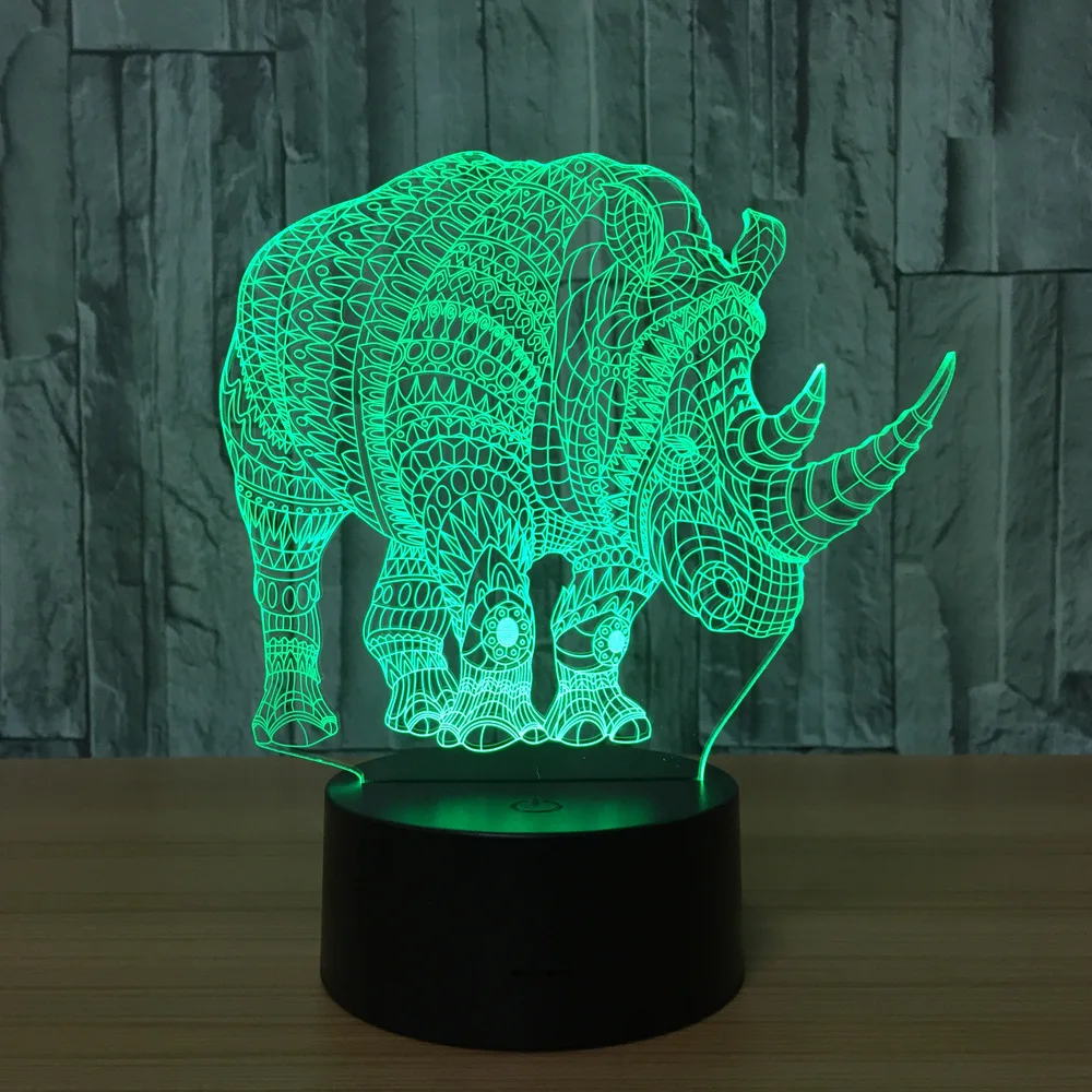 7 цветов настольная лампа Rhino Хэллоуин светодиодные Usb настольные лампы новинка
