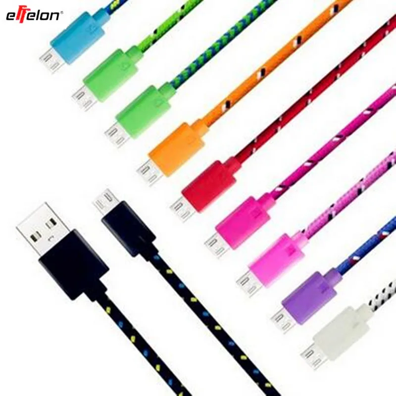 Effelon 1 м плетеный провод Micro USB кабель 3ft нейлоновые плетеные шнуры для зарядки и
