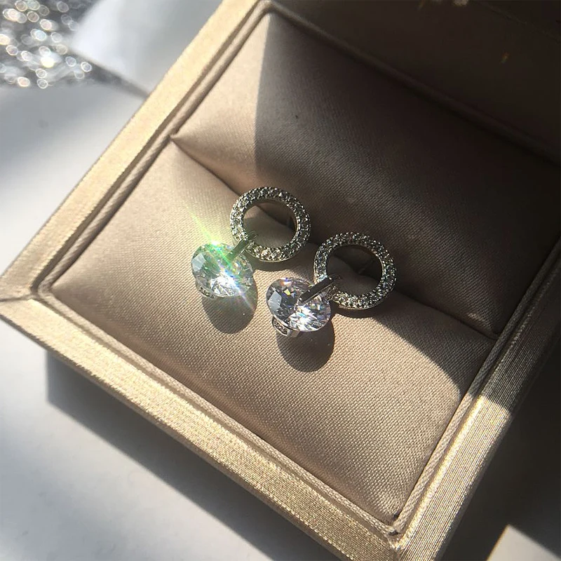 Женские серьги-пусеты в виде кольца роскошные простые серьги из циркония