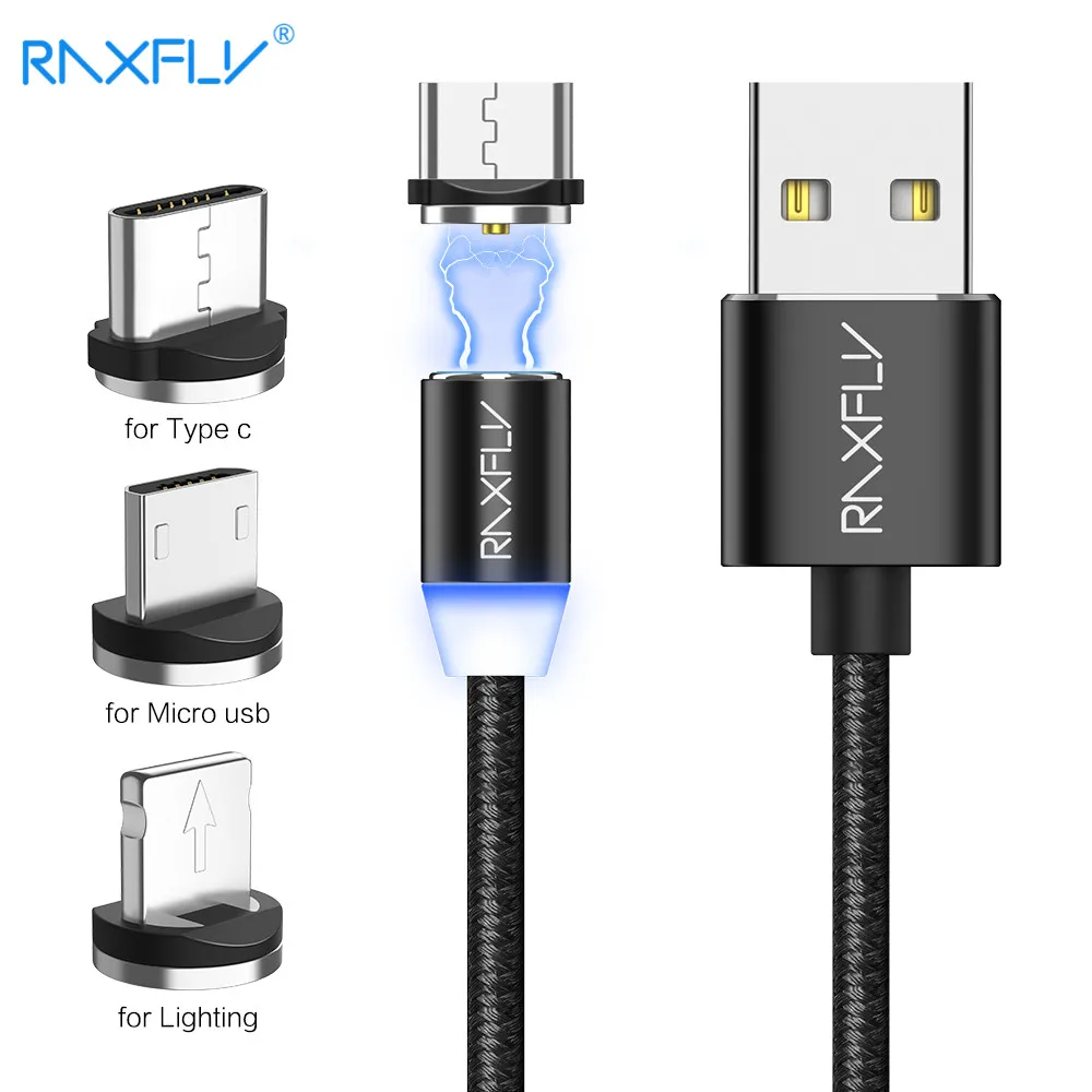 RAXFLY Магнитный кабель для iPhone х Micro USB Redmi Note 5 Магнитная Зарядное устройство samsung S9 s8