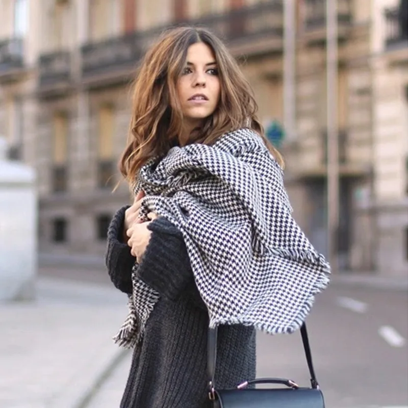 

2019 luxury brand cashmere women plaid scarf winter warm shawl and wraps bandana pashmina long female foulard thick blanket