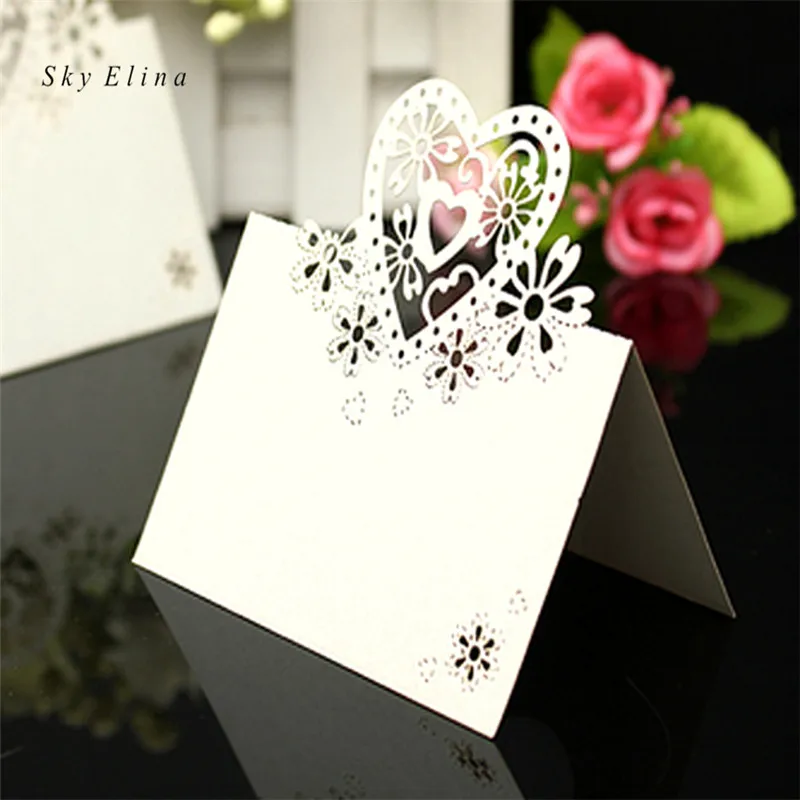 10 шт. лазерная резка в форме сердца сиденья карты таблицы имя свадебное место