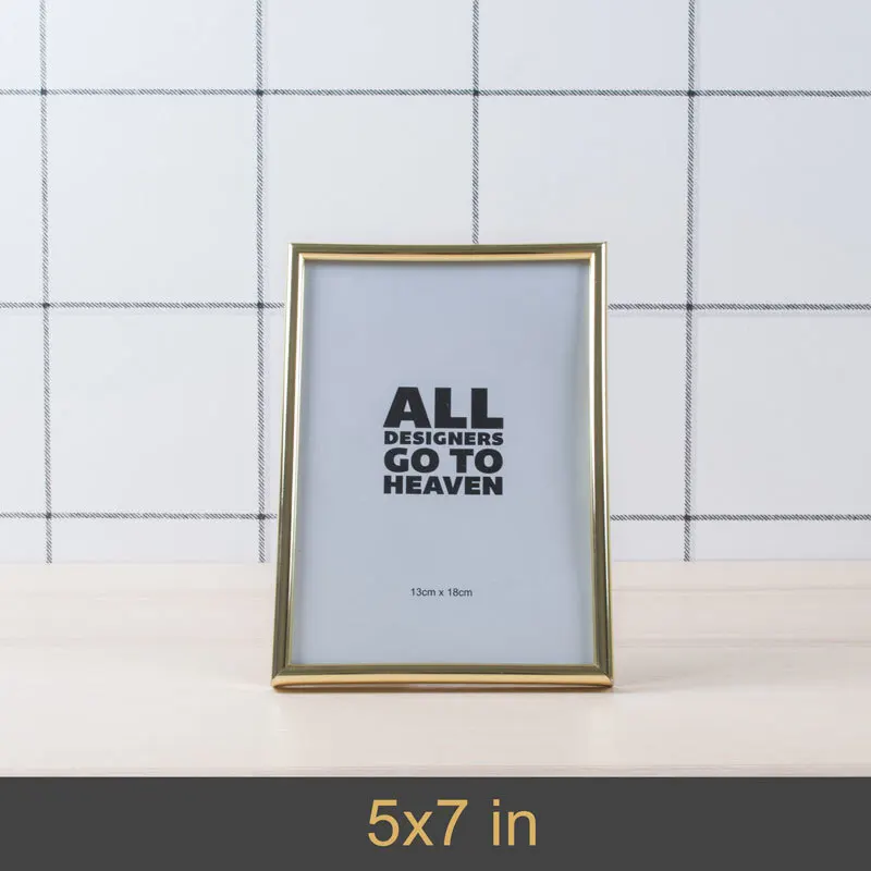 5x7 in Gold theme simple photo frame plastic frame for 5x7in and 8x10in picture gold picture frame home decoration christmas gift - Цвет: 5x7 in