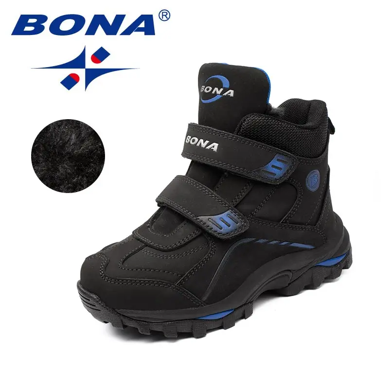 CHARCOAL BLUE BONA/Новое поступление; типичный стиль; детские ботинки с круглым носком; зимние ботинки для мальчиков на липучке; модные детские кроссовки; легкие; - Цвет: CHARCOAL BLUE
