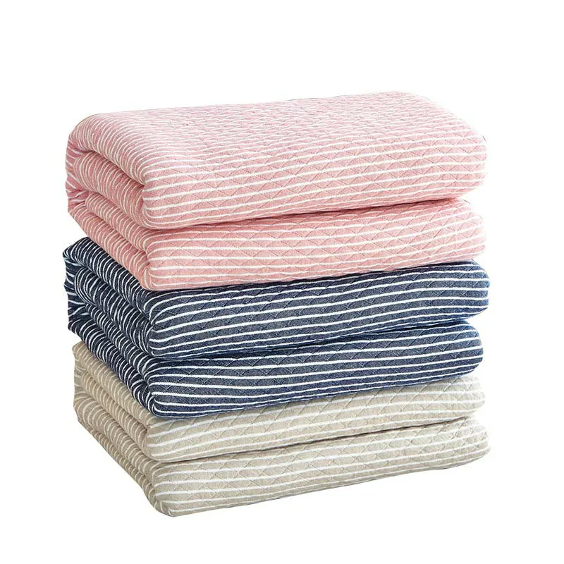 2020 моющее газовое хлопковое однотонное Полосатое одеяло на кровать диван