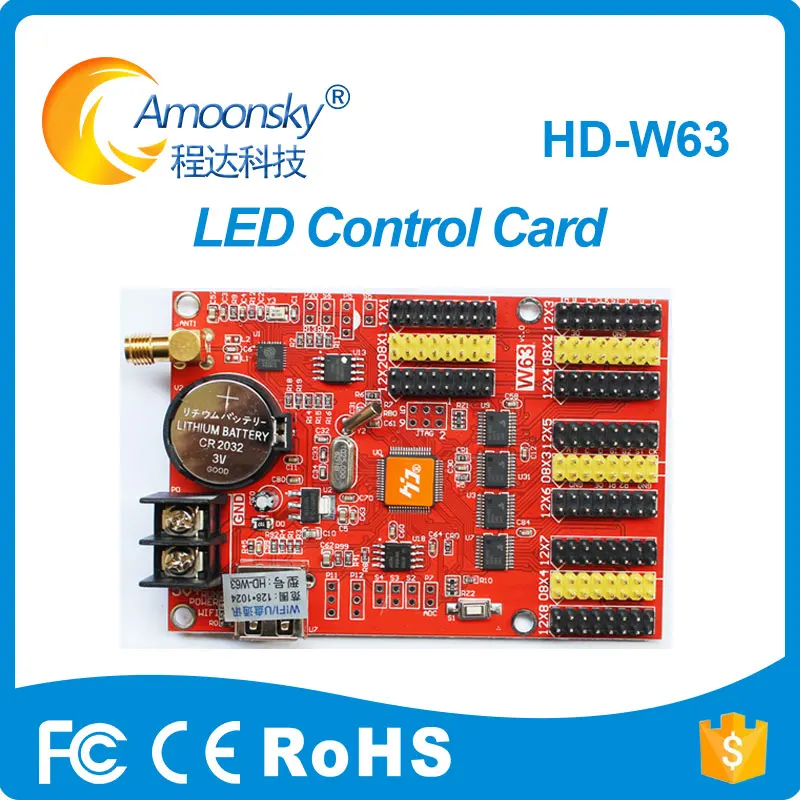 

HD-W63 wifi led controller led sign control card for p10 scrolling message led advertising board signal color 7 color huidu card