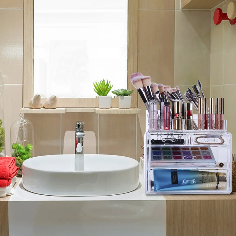 Косметическая стойка многофункциональный прозрачный органайзер для макияжа