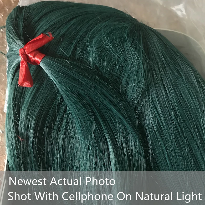 Dragonball Bulma Косплэй парик зеленый длинные прямые волосы на лице хвостик