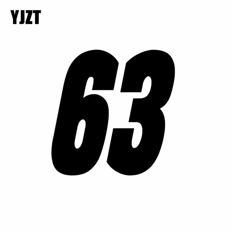 

YJZT 13.6CM*14CM Interesting Number 63 Vinyl Car Sticker Graphical Decoration Decal Black/Silver C11-0878