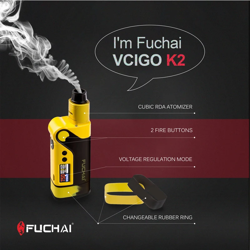 

Original Electronic Cigarettes Sigelei Fuchai Vicigo K2 Box Mod Kit with Vicigo RDA Atomizer 230w Vaporizer VS Fuchai Squonker
