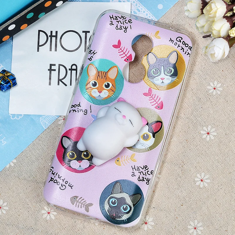 Cute 3D Squishy Phone Case for Homtom HT37 Soft Silicone Cover Cat Cartoon Back Shell Fitted Cases Protective |