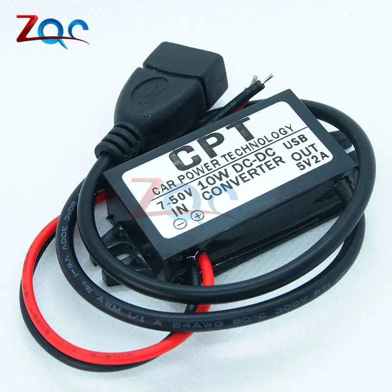 DC-DC 7-50 в до 5 В 2 а 10 Вт автомобильный преобразователь питания Micro Mini USB понижающий адаптер питания с низким нагревом и автоматической защитой