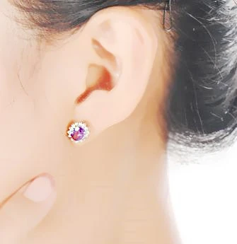 Серьги гвоздики из натурального серебра настоящий аметист 0 85 карат * 2 шт.