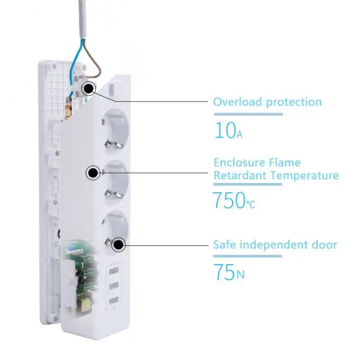Блок питания 10 А, 3 порта, USB, 3 розетки переменного тока, USB розетка, смарт-удлинитель, Европейская розетка, кнопка питания, защита от перенапряжения