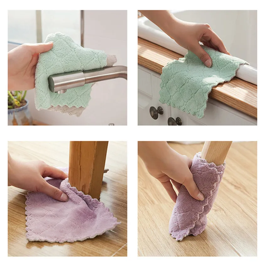 Super Absorbent Microfiber Kitchen Dish Cloth High-efficiency Lint-Free Oil-Free Tableware Household Tools Cleaning Duster Towel