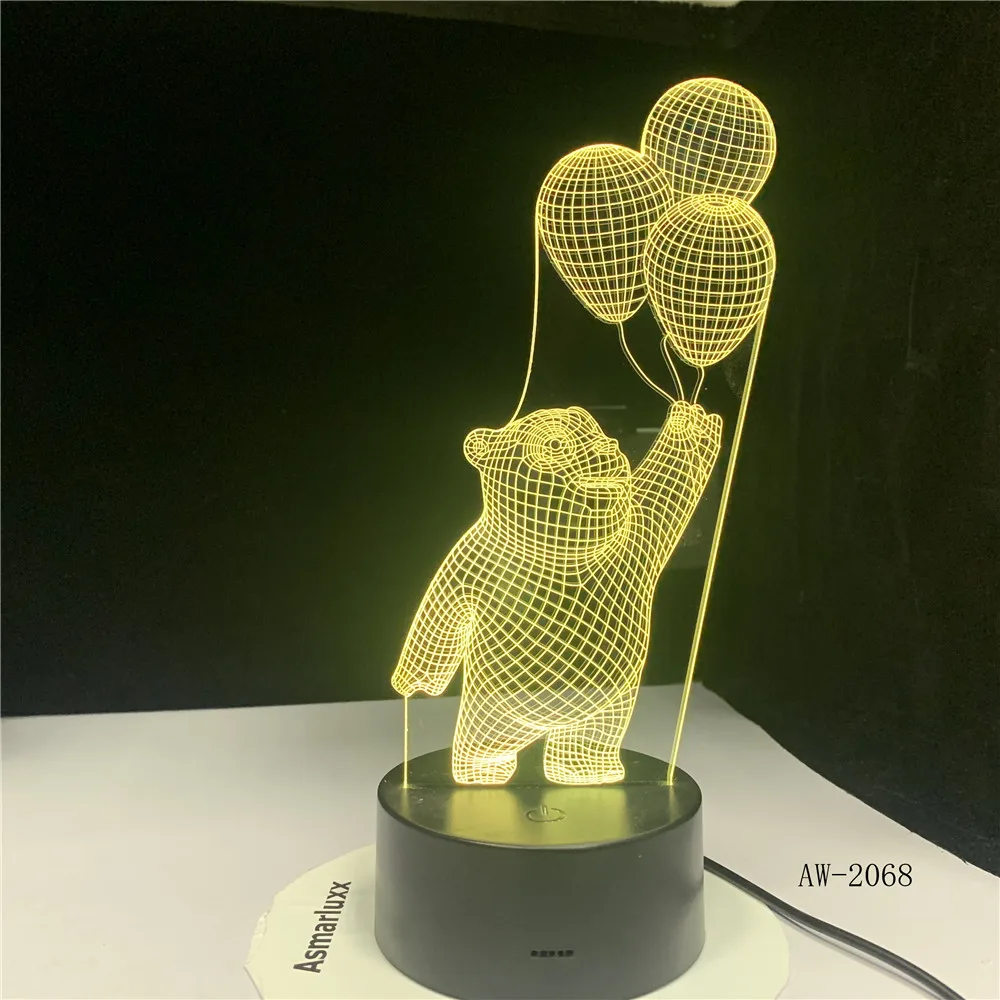 Медведь держать шар светильник 3D светодиодный прикроватной СП визуальный
