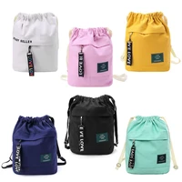 fashion canvas drawstring backpack bag cinch sack portable casual string sackpack rucksacks