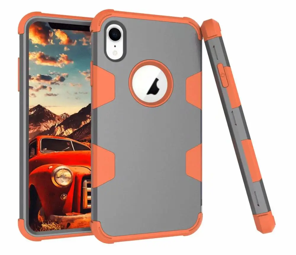 Gray and Orange 360 градусов Полная защита чехол для iPhone 8 8 Plus X 7 6 6S противоударный чехол Гибридный бронированный чехол для телефона s для iPhone XS MAX XR - Цвет: Gray and Orange