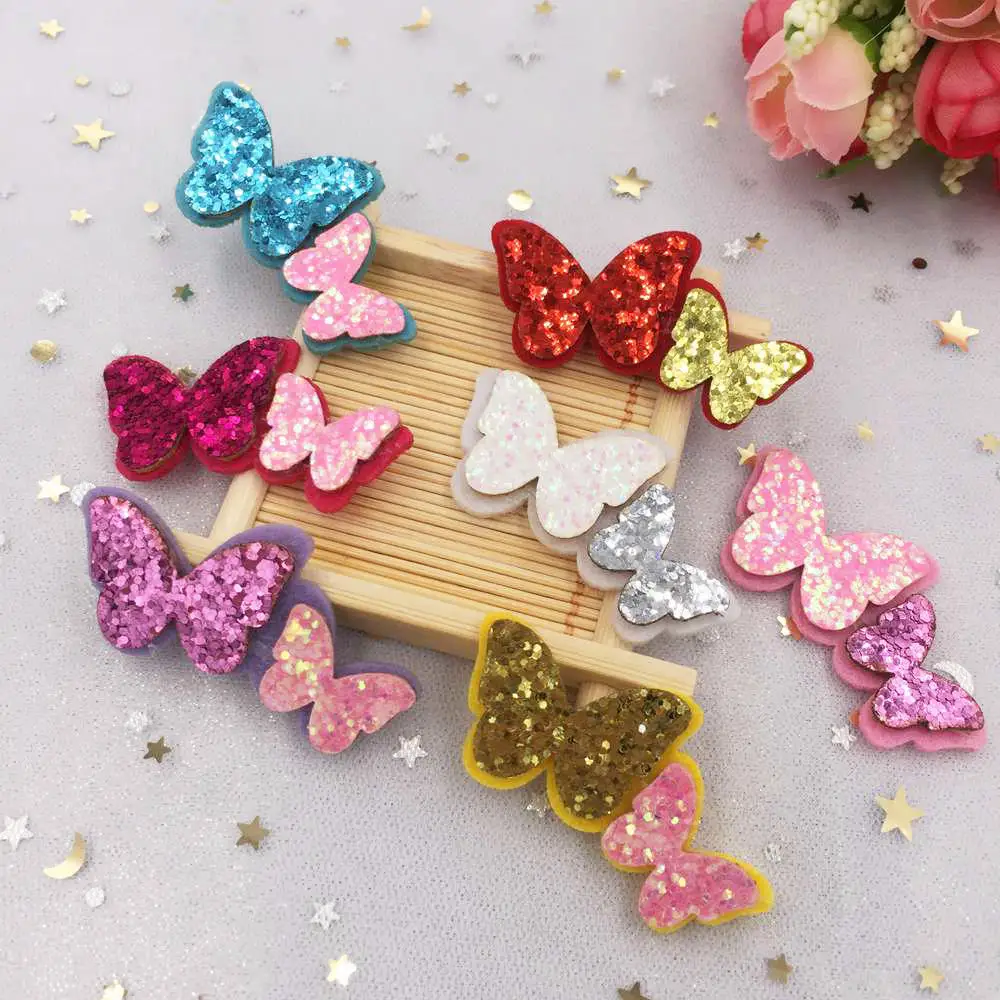 Новинка 10 шт. войлочная ткань двухслойная Блестящая бабочка аппликации для