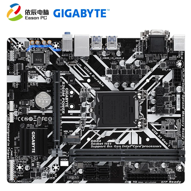 GIGABYTE GA-B360M питания для рабочего стола материнской платы LGA1151 i3 i5 i7 DDR4 32G M.2 микро-atx корпус