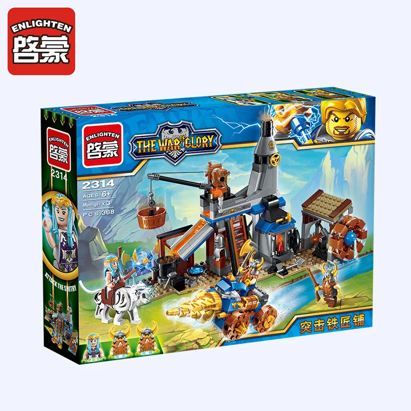 Enlighten Building Block War of Glory Attack Blacksmith Shop 3 Figures Educational DIY Assembly 368 pcs Bricks Toys Gift For Kid | Игрушки и