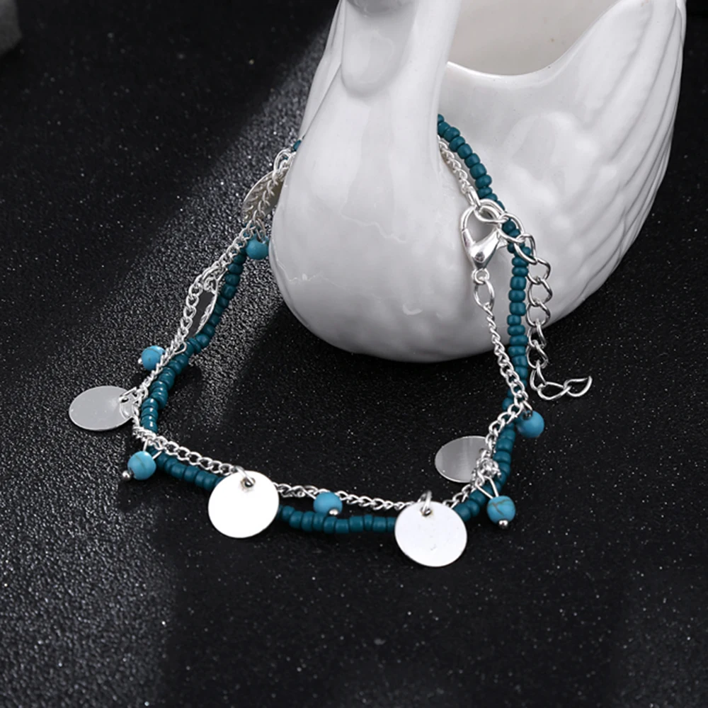 Женский многослойный браслет в стиле ретро маленькие бусины виде риса винтажное